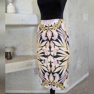 Black, Lavender and Gold Patterned Pencil Skirt